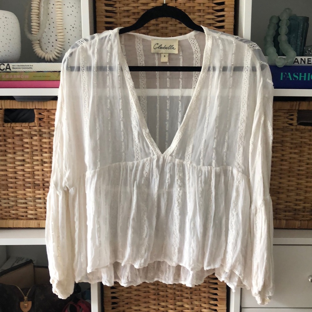 Cleobella Sheer Long Sleeve Top S